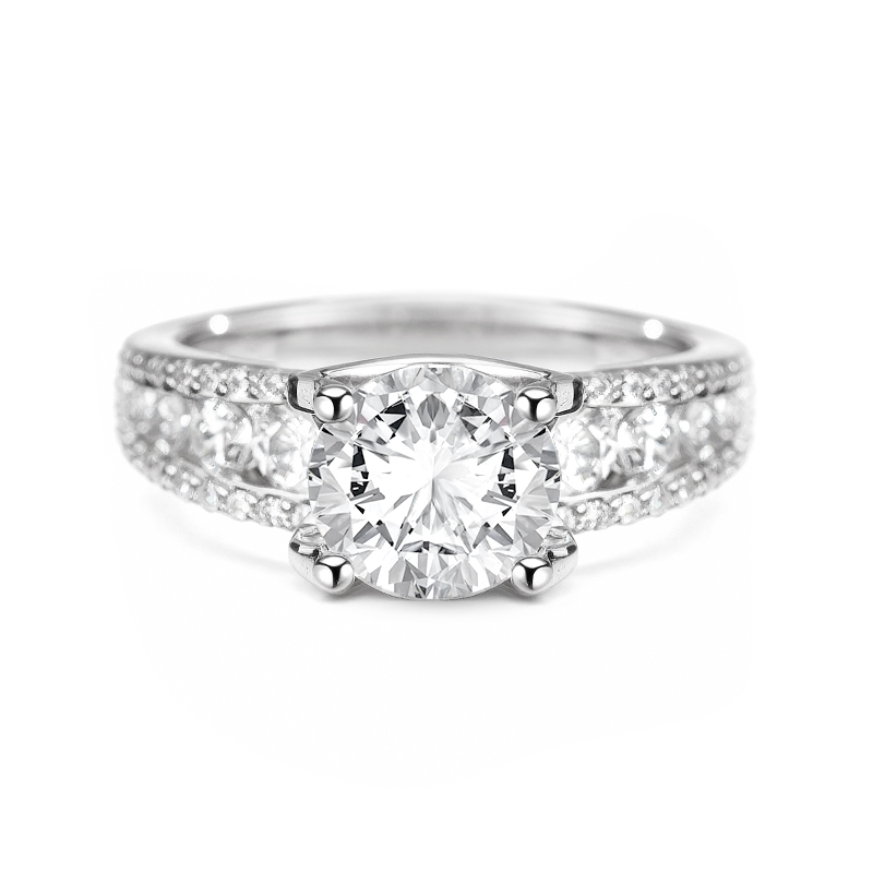 Channel Side-Stone Moissanite Ring