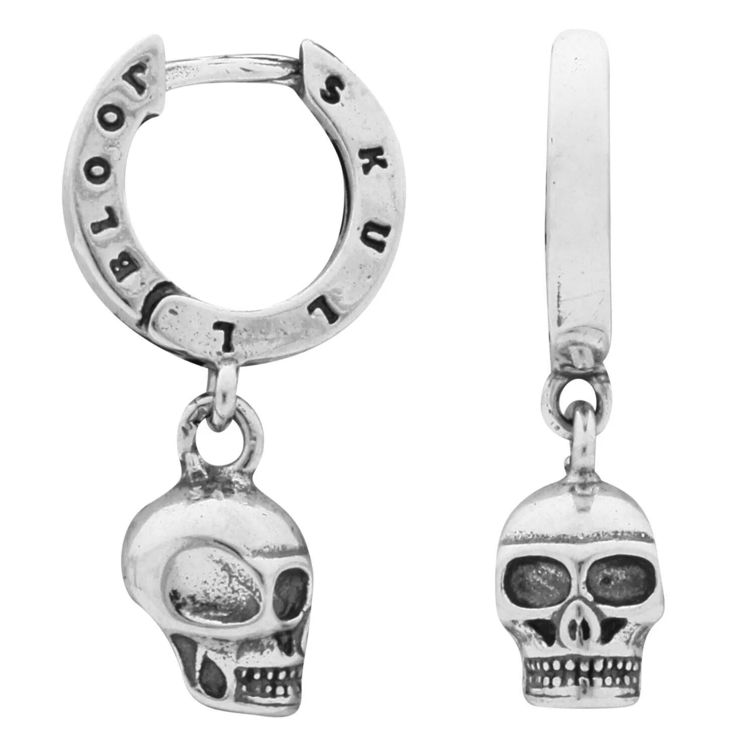 Vintage Skull Silver Drop Earrings
