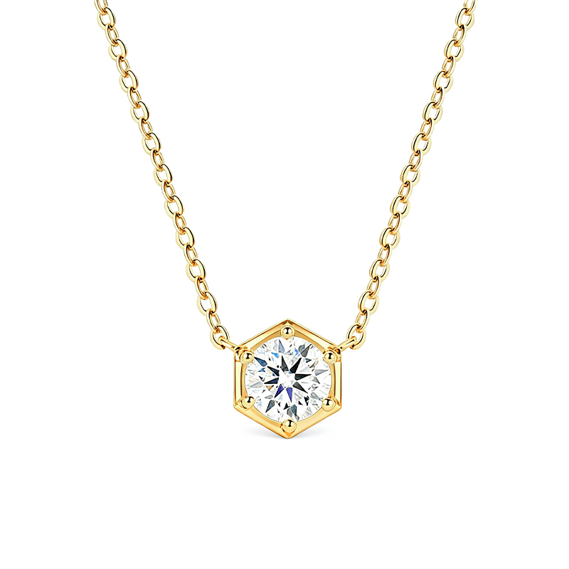 Hexagon Bezel Moissanite Necklace