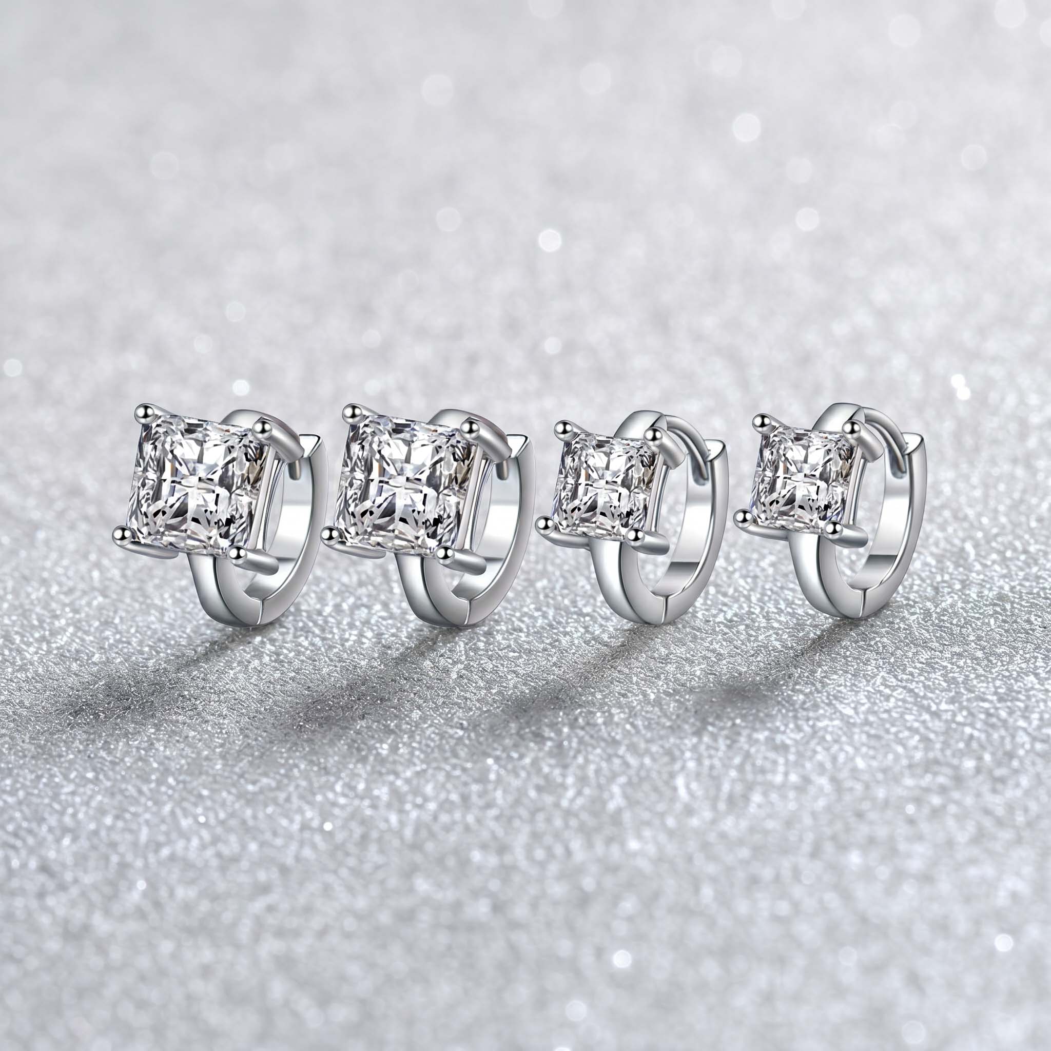 Classic Princess Moissanite Hoop Earrings