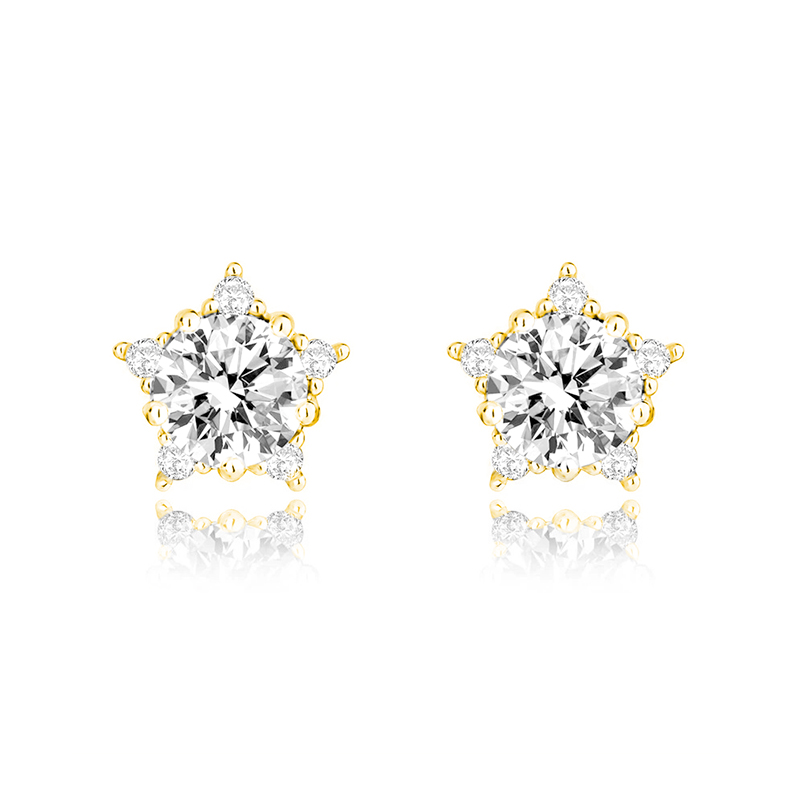 Intaglio Snowflake Moissanite Stud Earrings