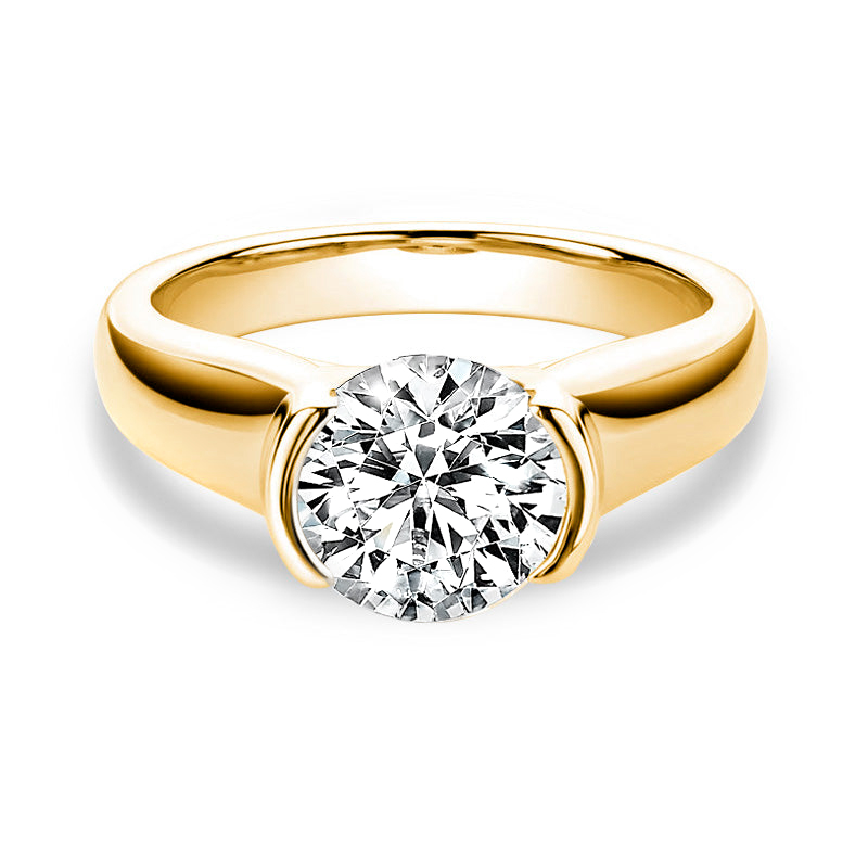 Half Bezel Moissanite Engagement Ring