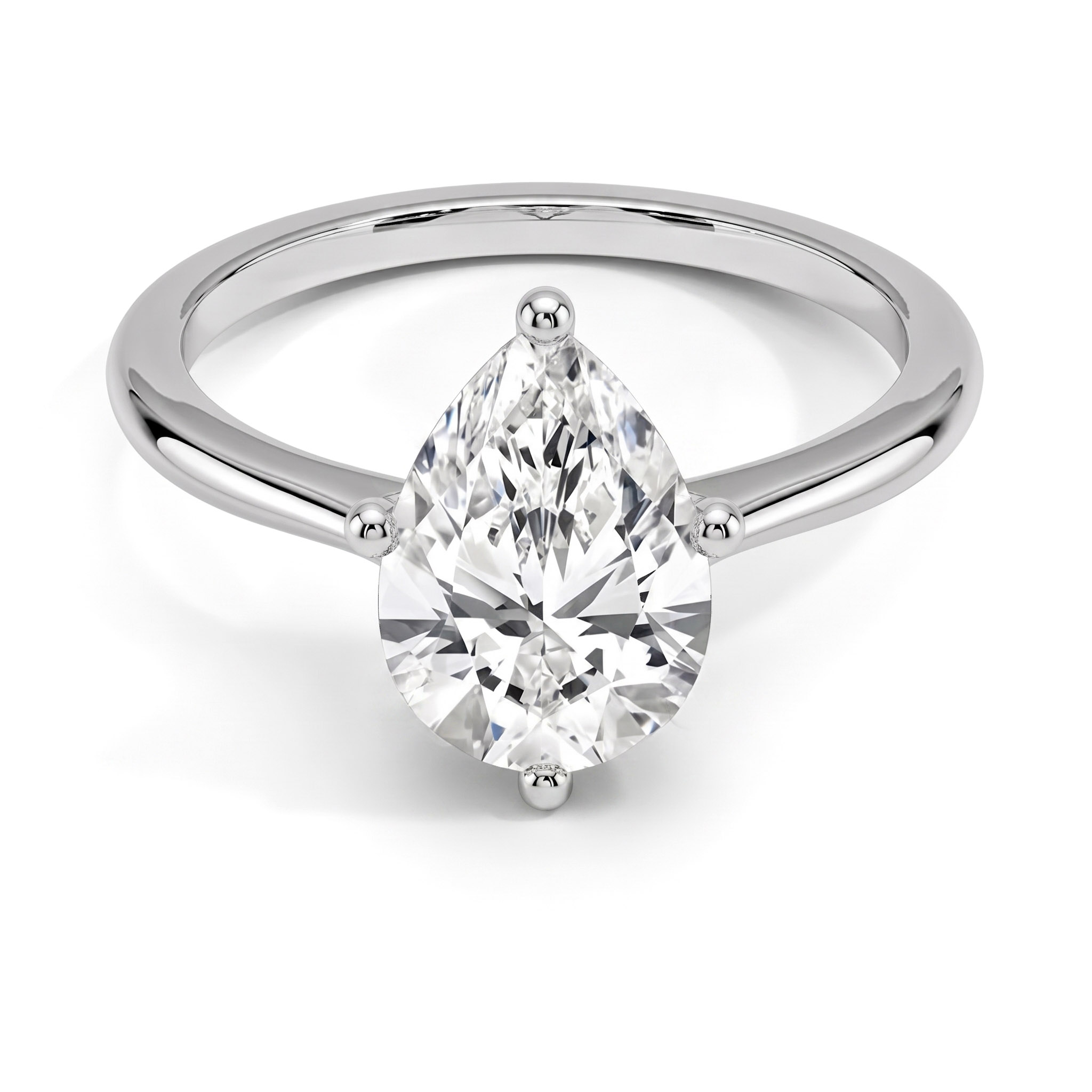 Solitaire Pear Shape Moissanite Engagement Ring 2.0 ct