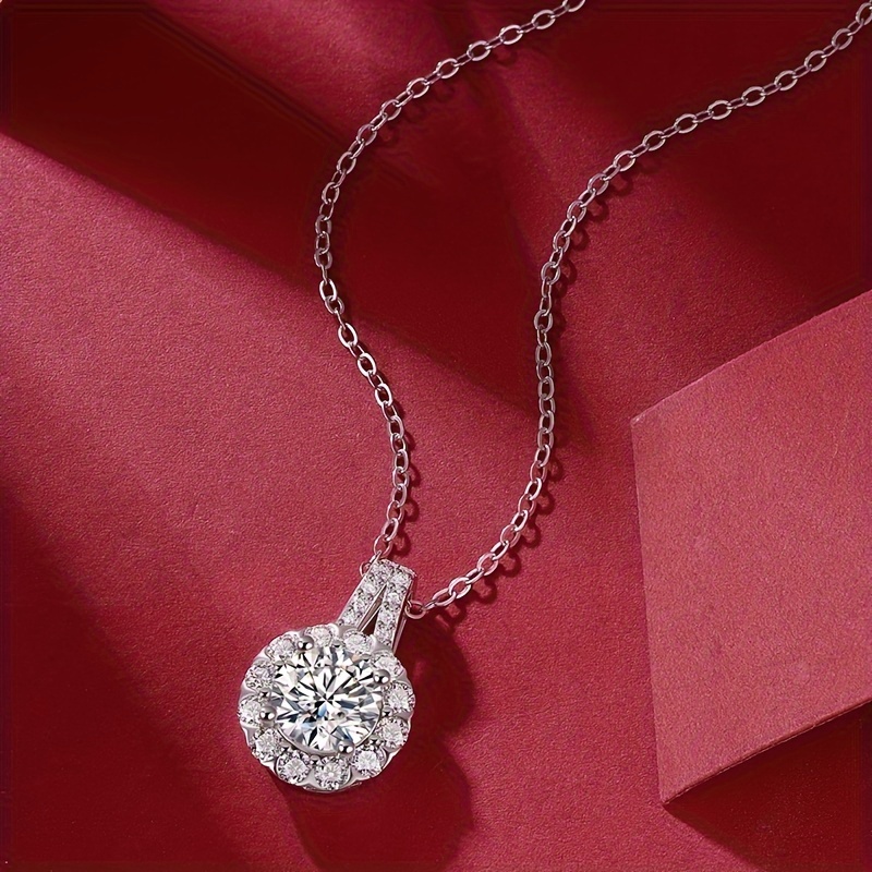 Belle Round Halo Moissanite Necklace