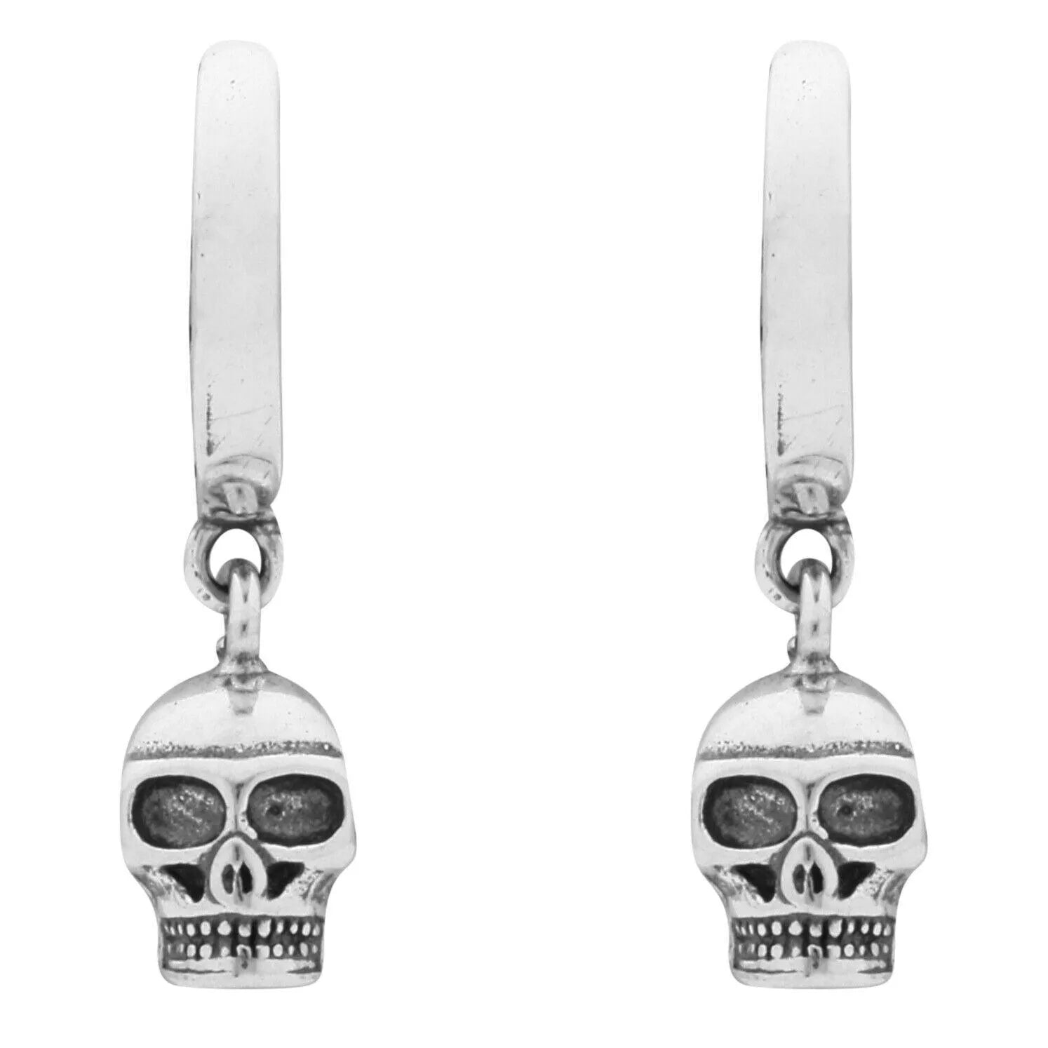 Vintage Skull Silver Drop Earrings