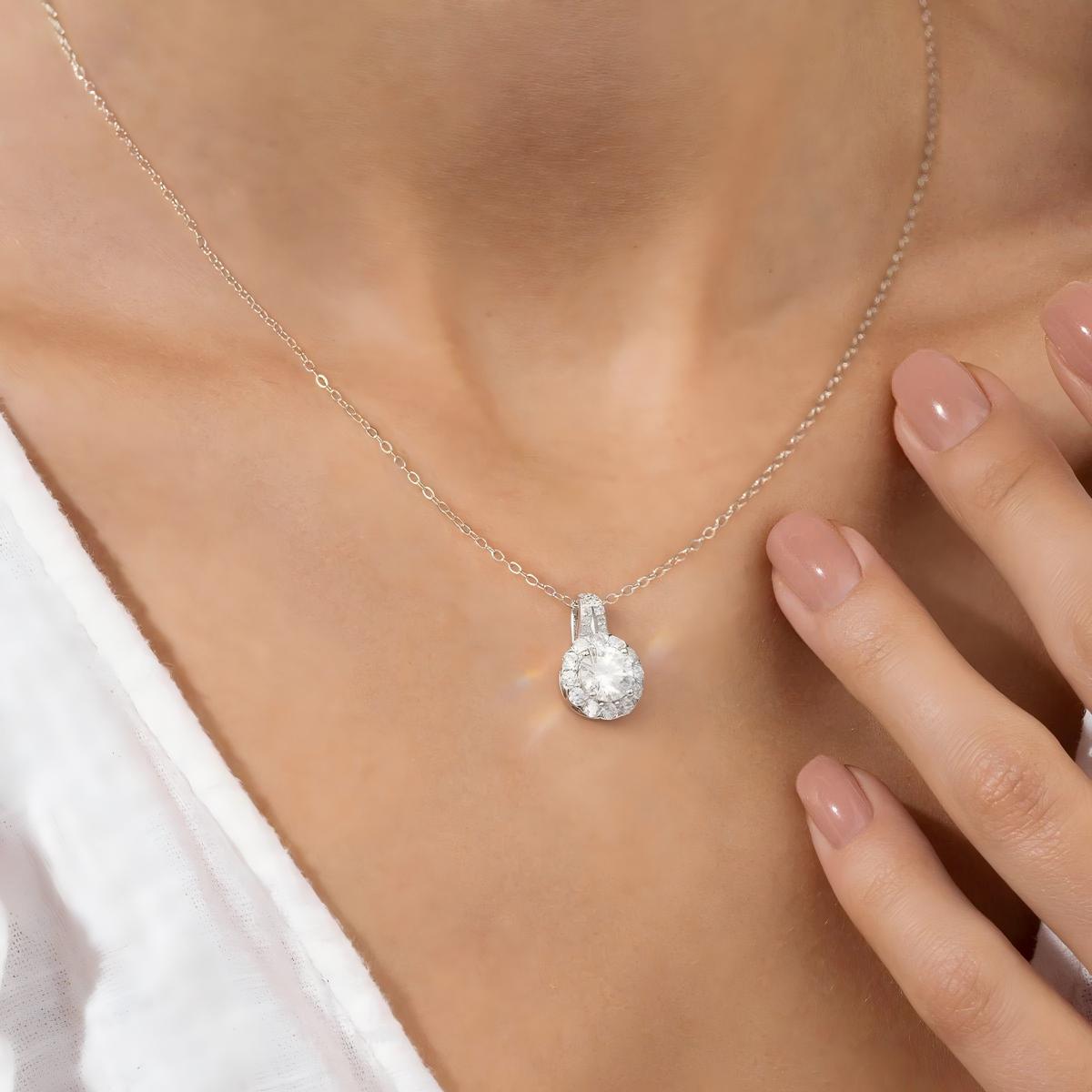 Belle Round Halo Moissanite Necklace