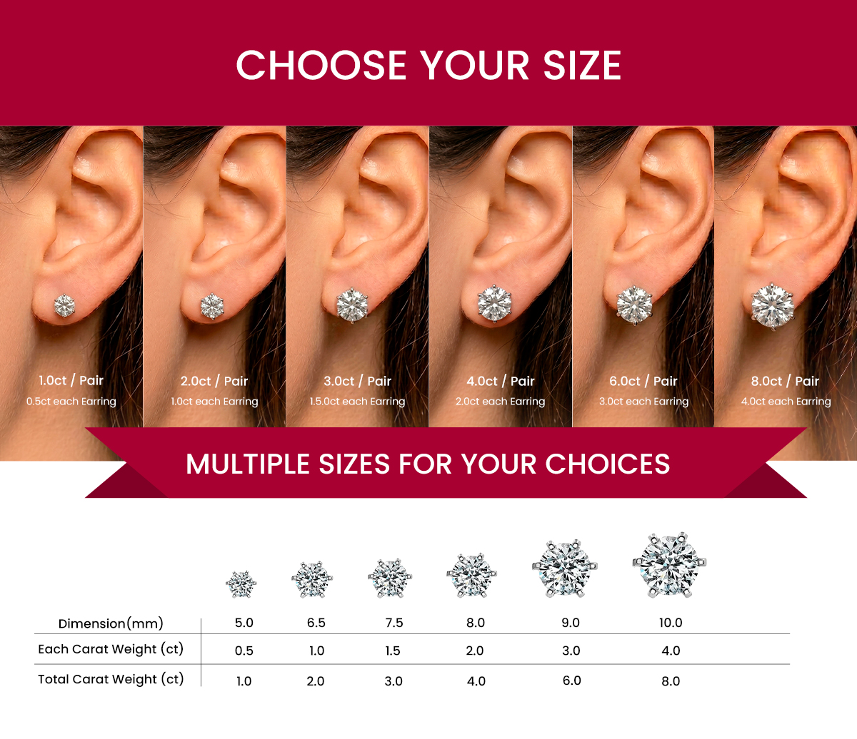 Stunning Classic Six-Prong Moissanite Stud Earrings