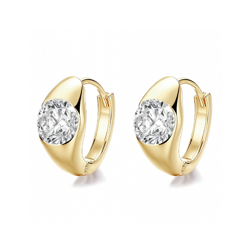 Bezel Round Moissanite Hoop Earrings