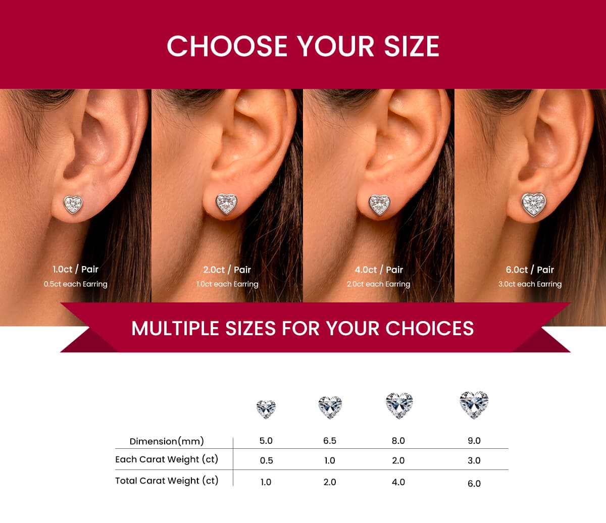 Bezel Heart Moissanite Stud Earrings