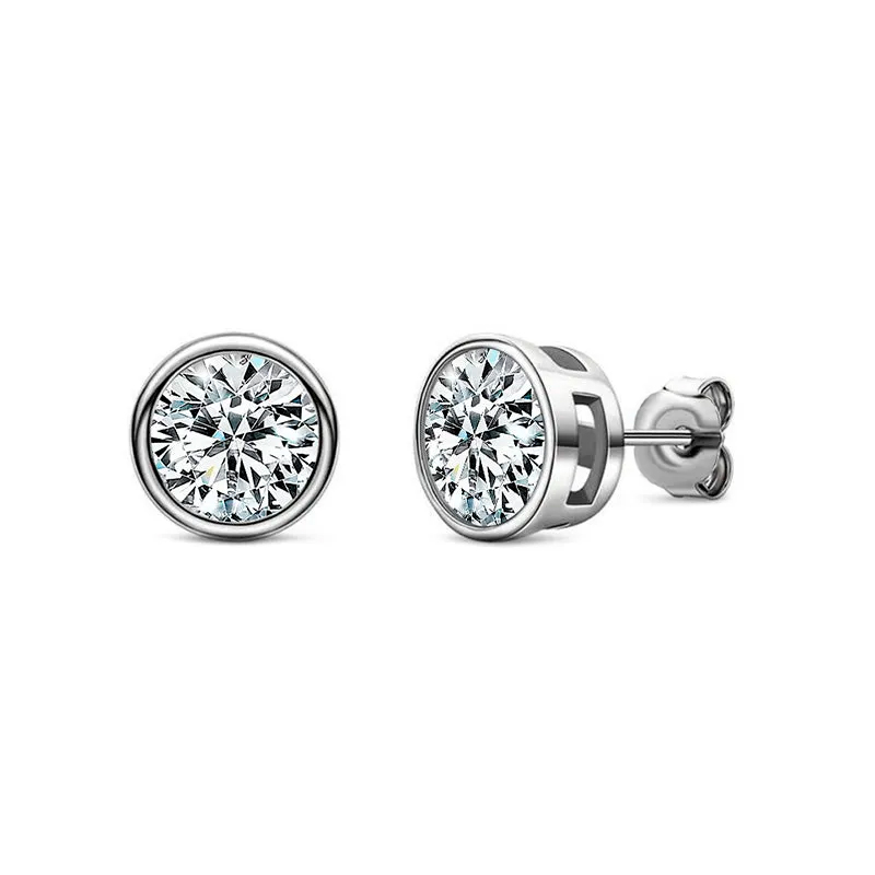 Special Bezel Setting Moissanite Stud Earrings