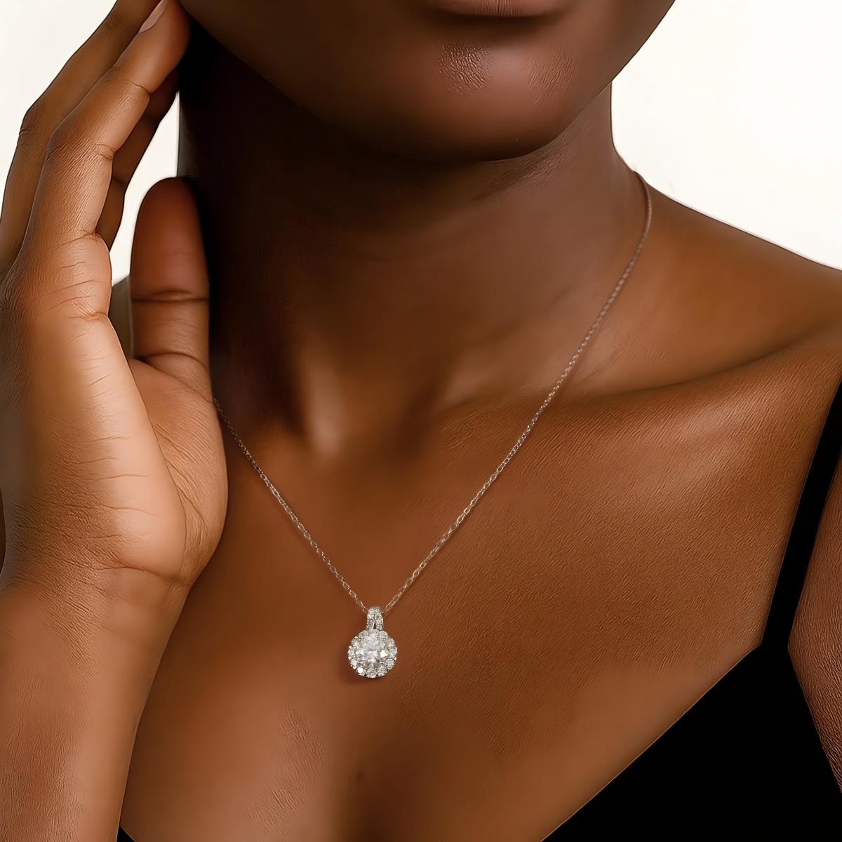 Belle Round Halo Moissanite Necklace