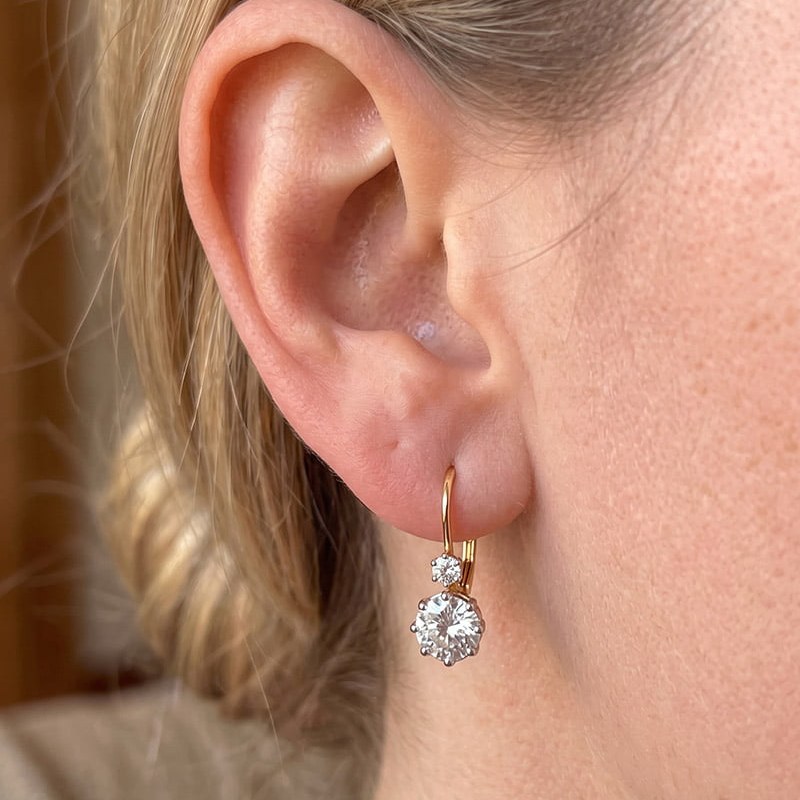Lilian Duo Moissanite Leverback Earrings