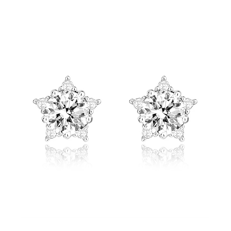 Intaglio Snowflake Moissanite Stud Earrings