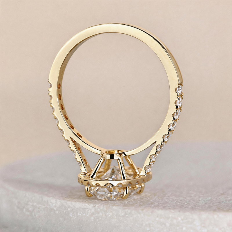 Oval Shape Halo Moissanite Ring