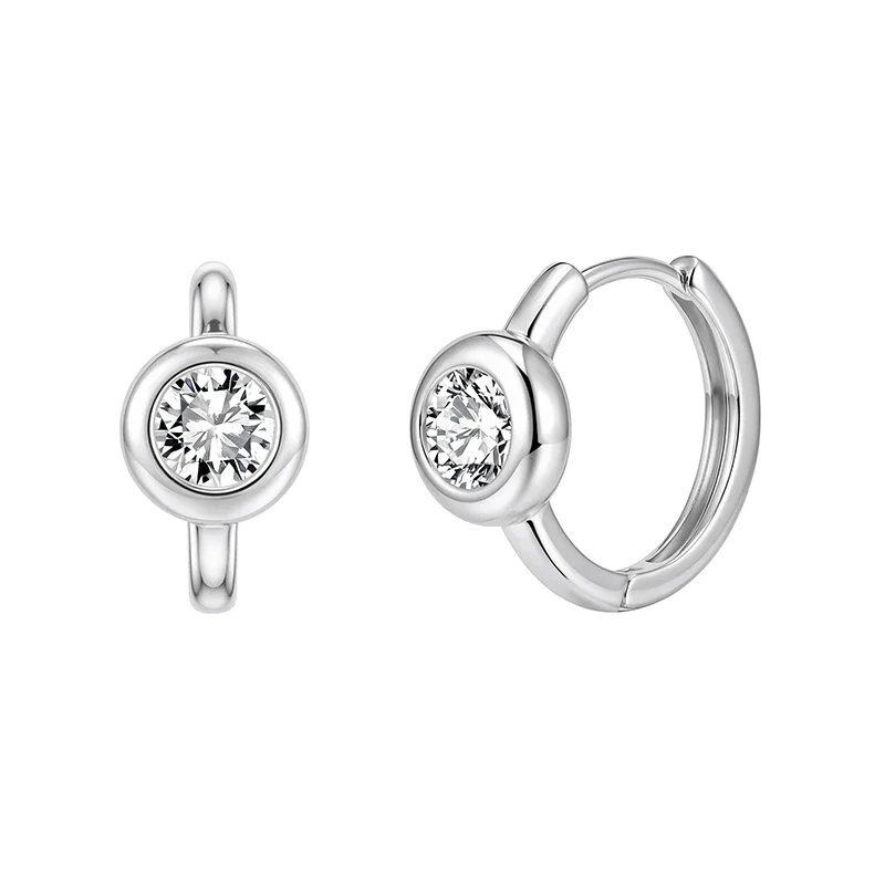 Bezel Bubble Moissanite Hoop Earrings
