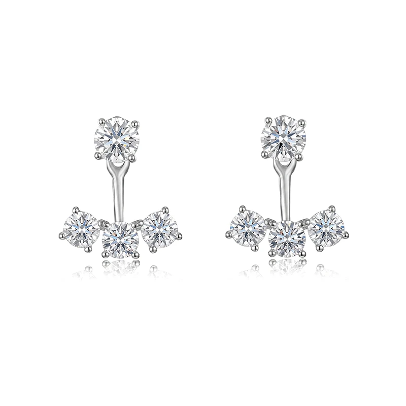 Cluster Round Moissanite Jacket Earrings