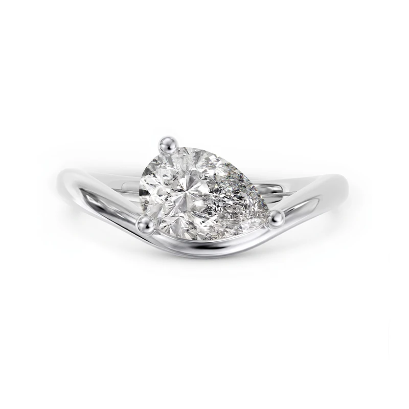 Classic Curved Pear Moissanite Ring
