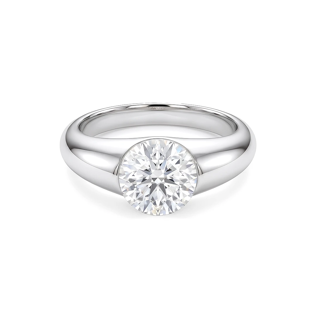 Bezel Round Moissanite Engagement Ring