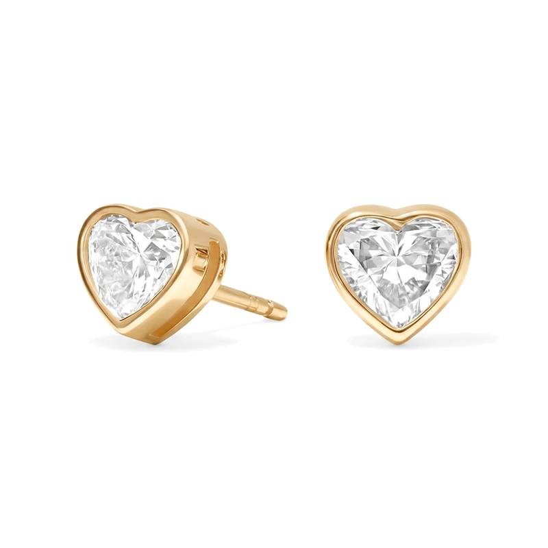 Bezel Heart Moissanite Stud Earrings