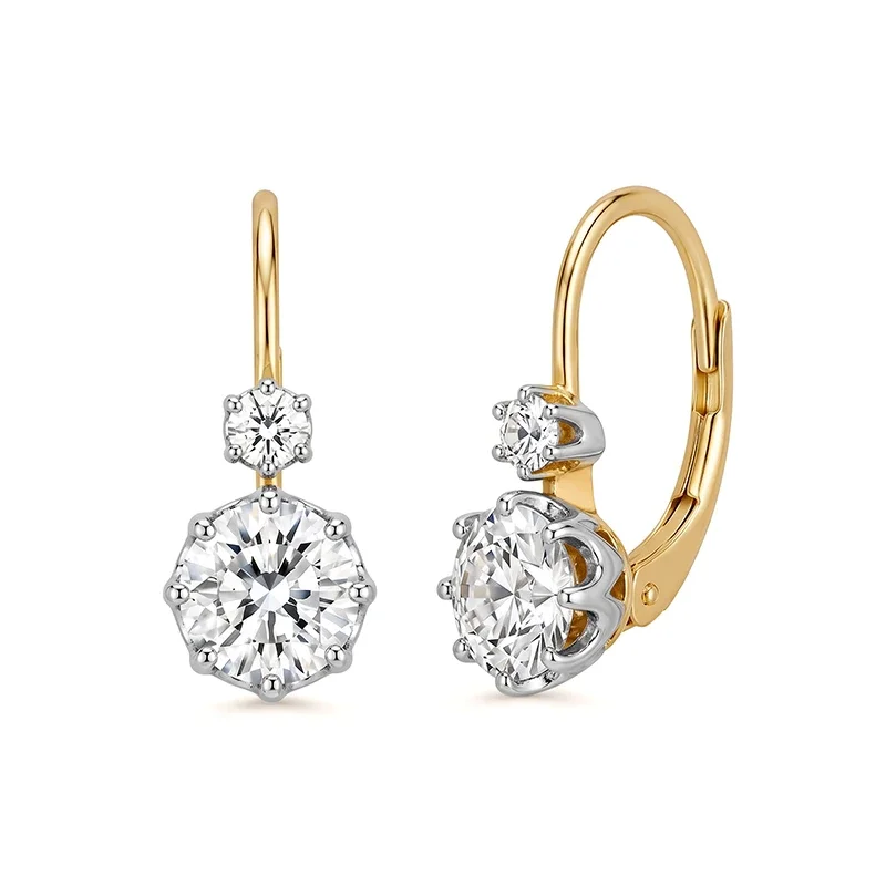 Lilian Duo Moissanite Leverback Earrings