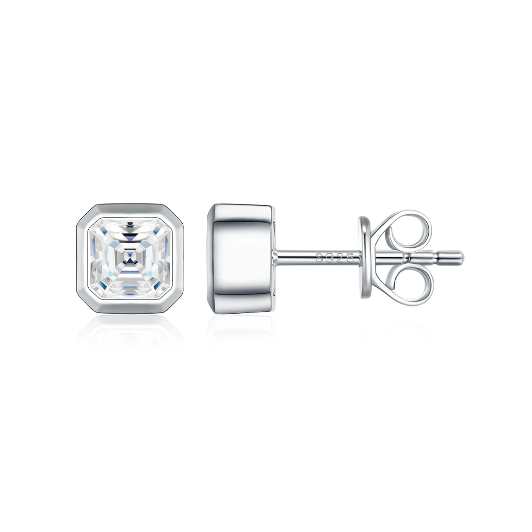 Bezel Multi-Shape Moissanite Stud Earrings