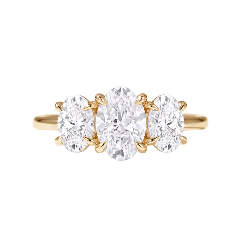 3.5CT Three-Stone Oval Moissanite Ring