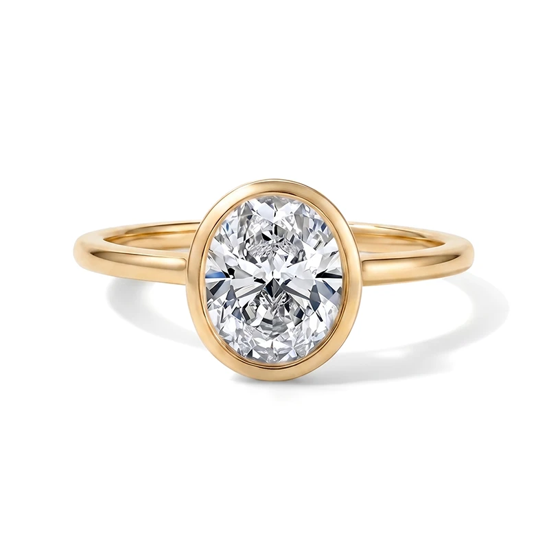 Bezel Oval Moissanite Ring