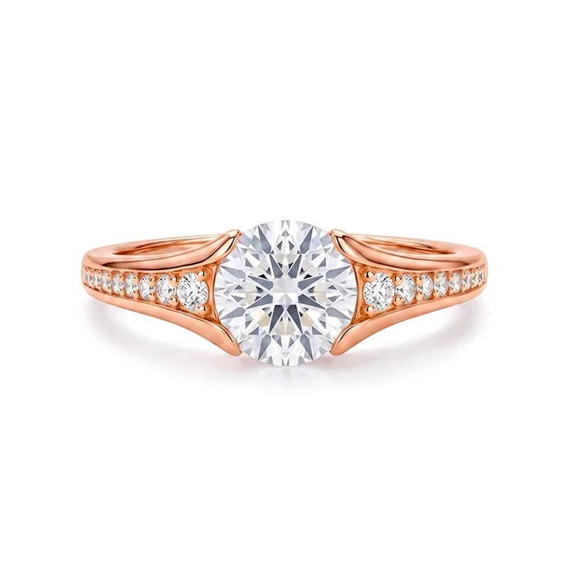 Channel Half Bezel Moissanite Ring