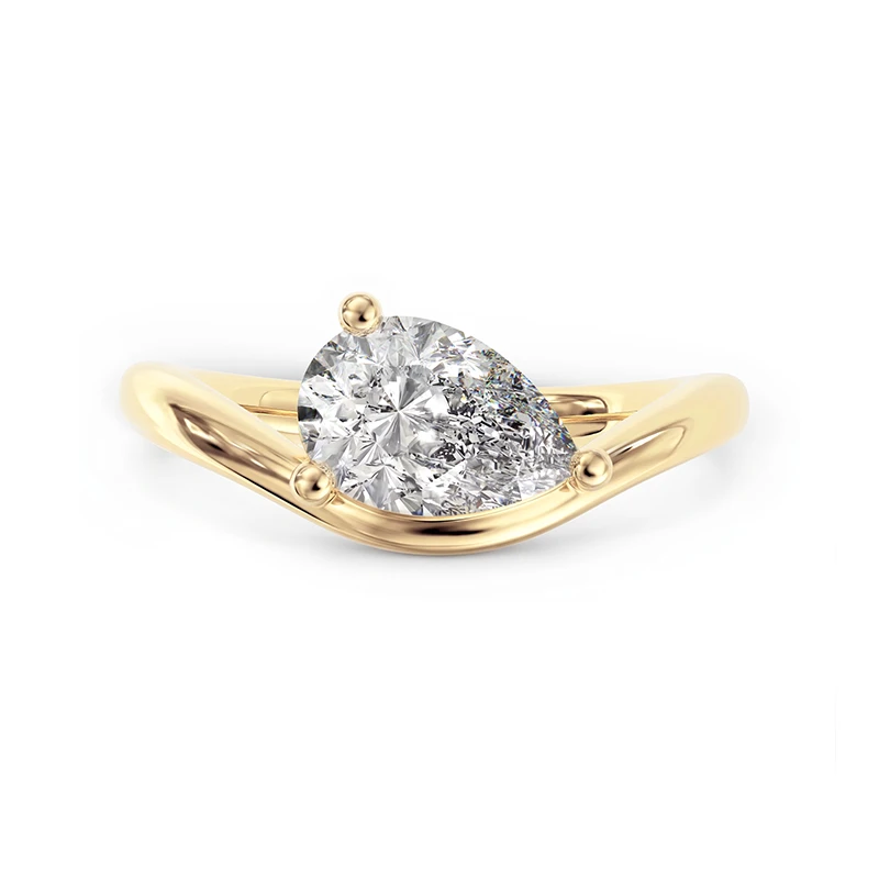 Classic Curved Pear Moissanite Ring