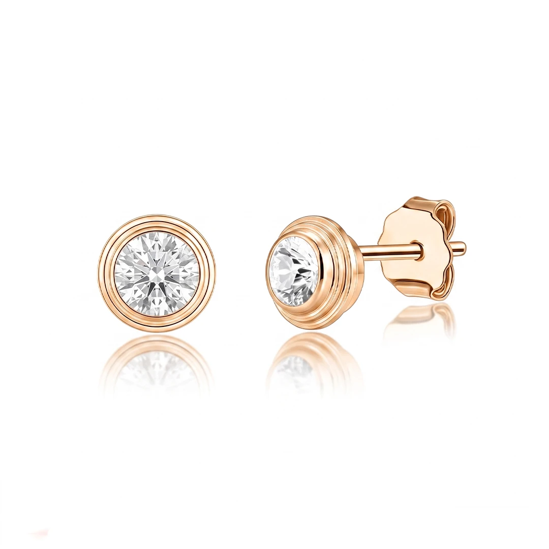 Triple Bubble Moissanite Stud Earrings