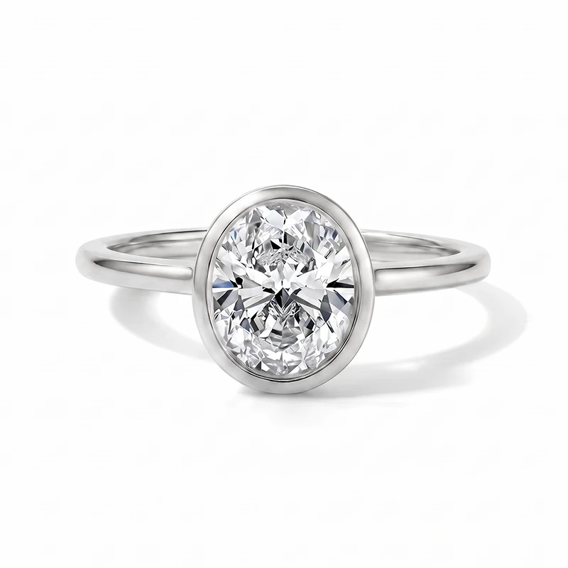 Bezel Oval Moissanite Ring