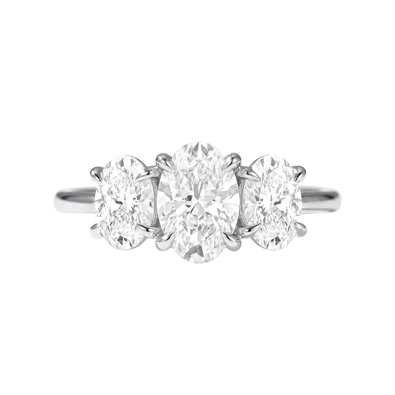 3.5CT Three-Stone Oval Moissanite Ring
