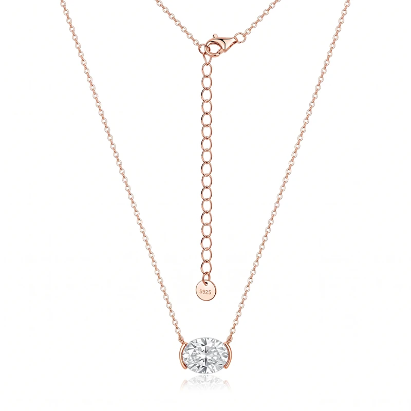 Half Bezel Oval Moissanite Necklace
