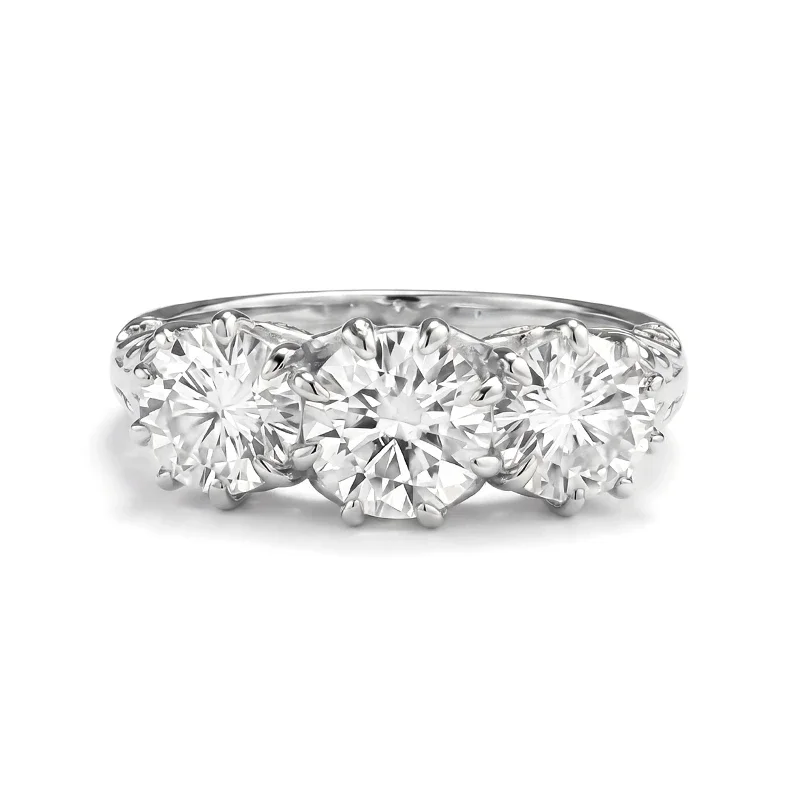 Vintage Three-Stone Moissanite Ring