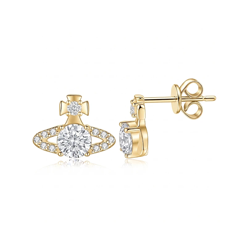 Saturn Moissanite Stud Earrings