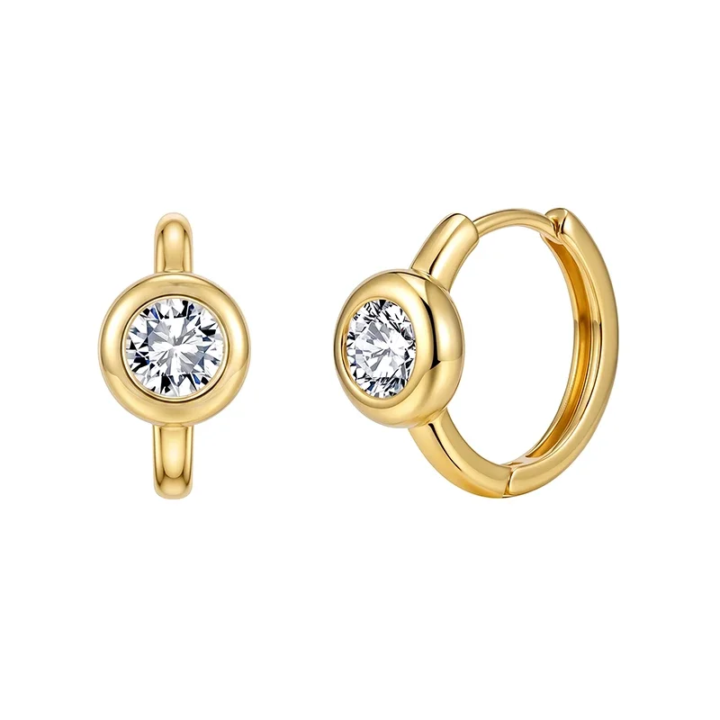 Bezel Bubble Moissanite Hoop Earrings