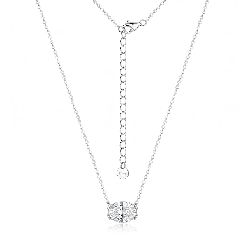 Half Bezel Oval Moissanite Necklace