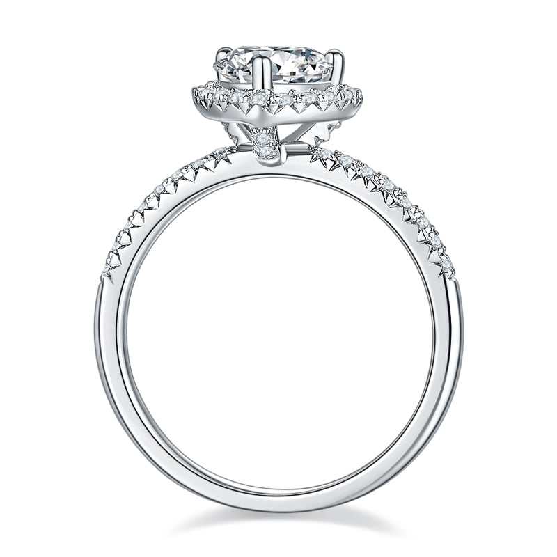 Heart Halo Moissanite Engagement Ring 1.0 ct-VOOGME