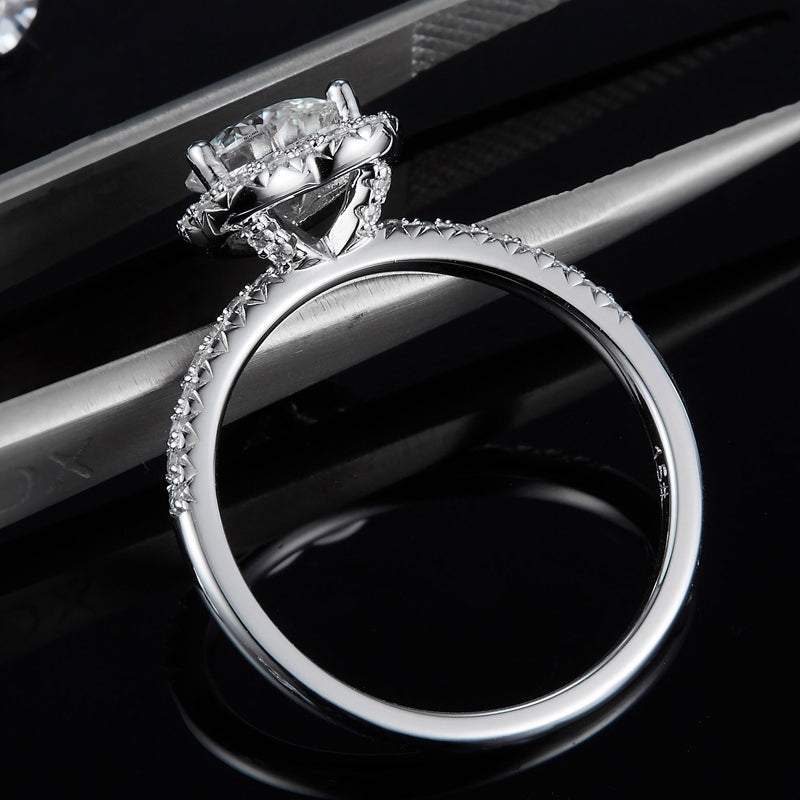 Heart Halo Moissanite Engagement Ring 1.0 ct-VOOGME