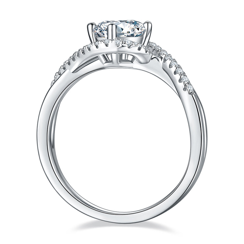 Twisted Setting Moissanite Engagement Ring 1.0 ct-VOOGME