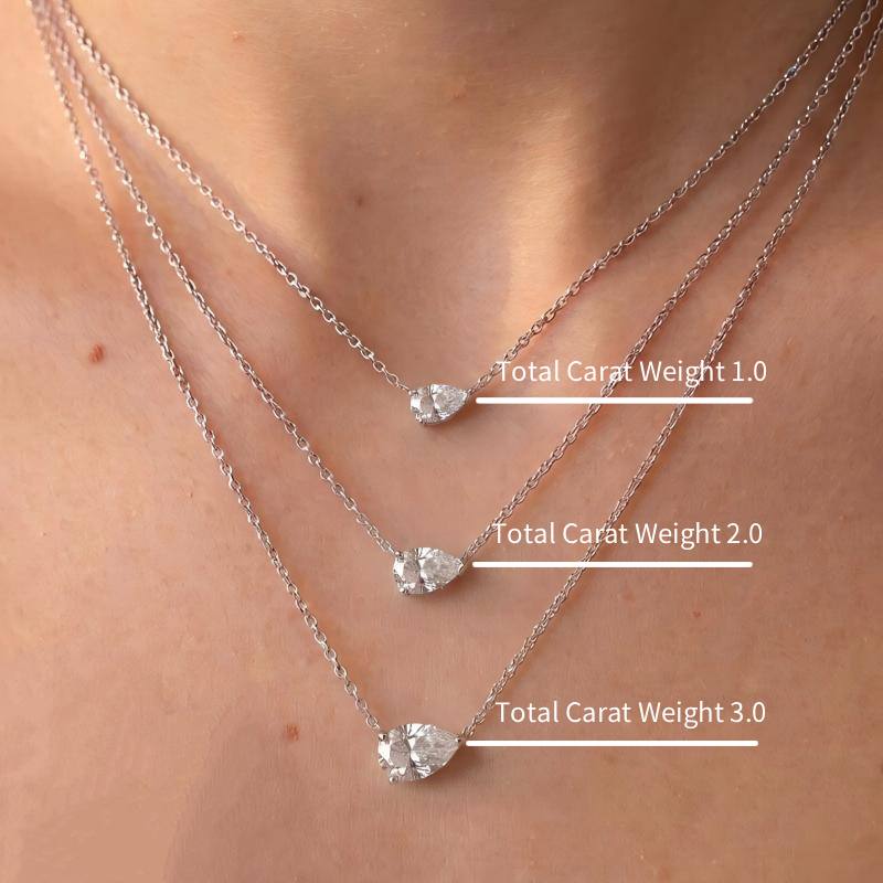 East West Pear Cut Moissanite Necklace