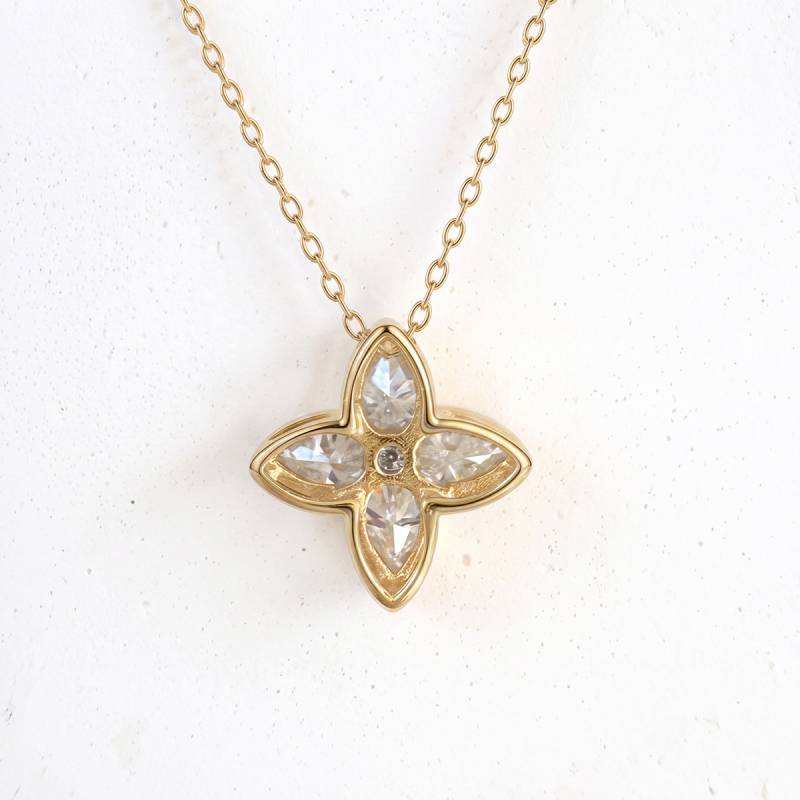 Fancy Clover Shaped Moissanite Necklace