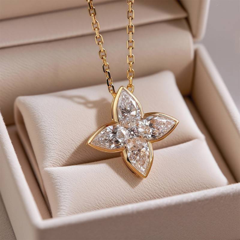 Fancy Clover Shaped Moissanite Necklace