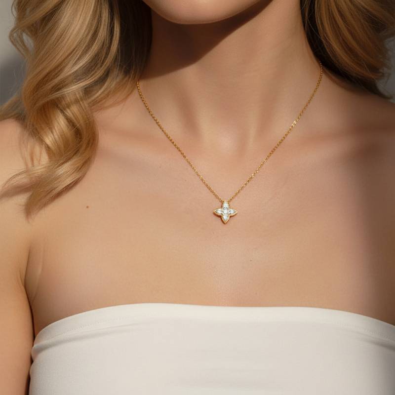 Fancy Clover Shaped Moissanite Necklace