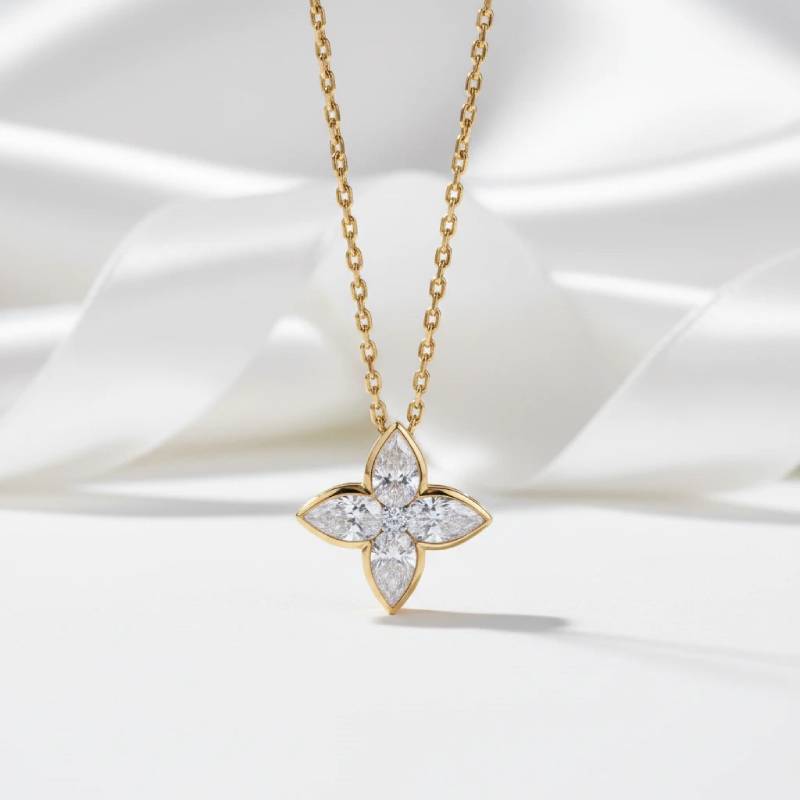 Fancy Clover Shaped Moissanite Necklace