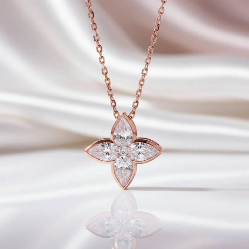Fancy Clover Shaped Moissanite Necklace