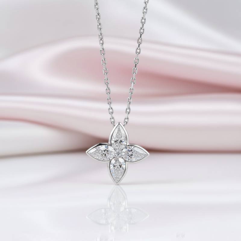 Fancy Clover Shaped Moissanite Necklace