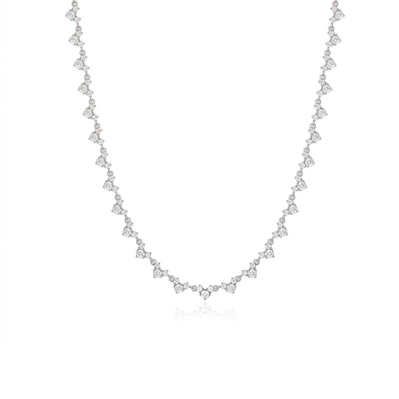 Three-Stone Heart Moissanite Tennis Necklace