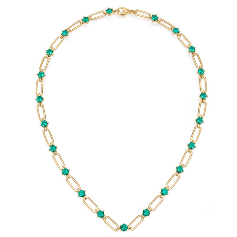 Paperclip Emerald Gemstone Necklace