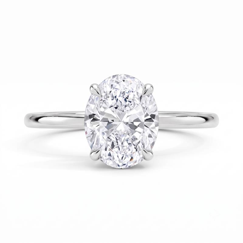 Hidden Pave Oval Moissanite Engagement Ring